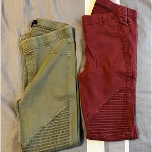 2 Pair of BEULAH Style Moto jean leggings - large